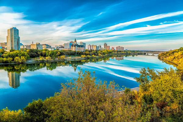 Autumn Reflection – Saskatoon City Skyline