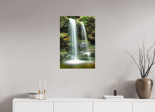 50 x 75 cm, Metal Print Emerald Veil — Grotto Falls, Great Smoky Mountains  Long