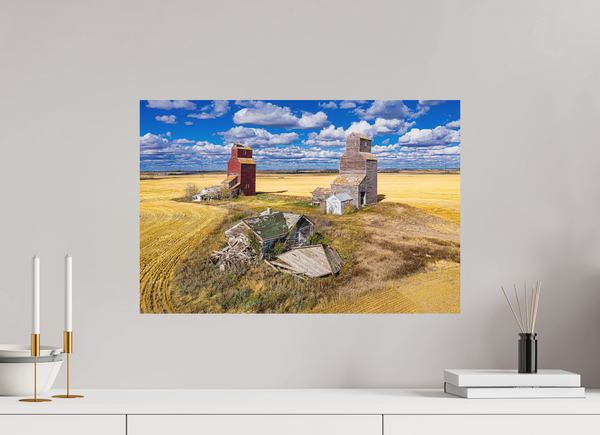 60 x 40 cm, Metal Print Silent Sentinels – Ghost Town of Lepine, Saskatchewan