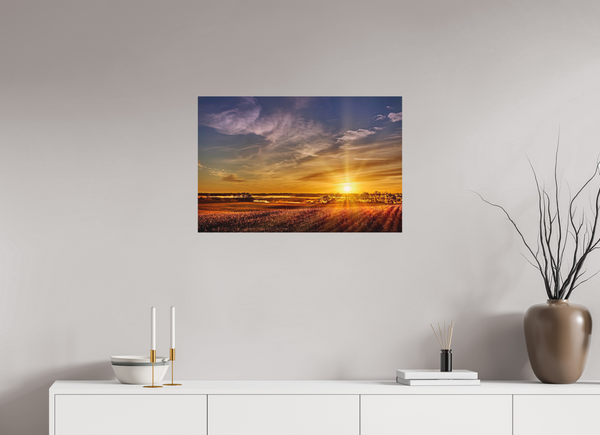 75 x 50 cm, Metal Print Rise of the Prairie Sun — Saskatchewan, Canada