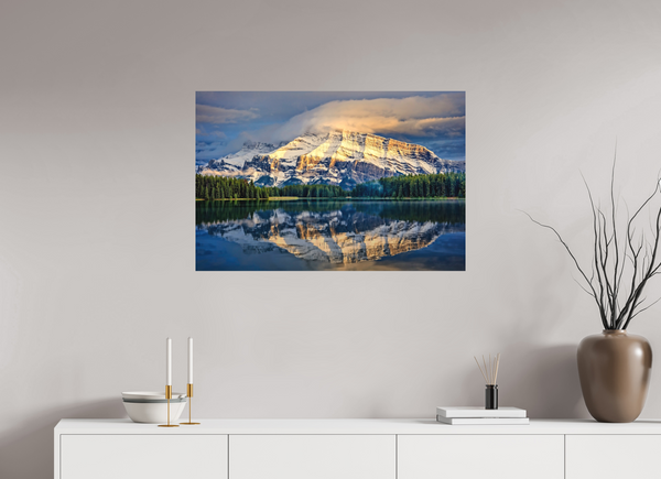 90 x 60 cm, Metal Print Veil of Light — Mount Rundle, Banff National Park
