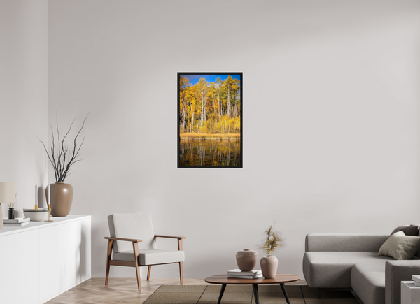 60 x 90 cm, Framed Print Golden Stillness — Autumn Reflections in Saskatchewan