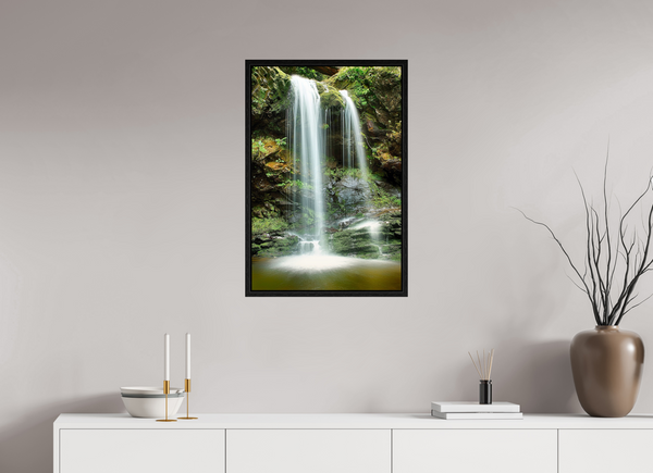 50 x 75 cm, Framed Print Emerald Veil — Grotto Falls, Great Smoky Mountains  Long