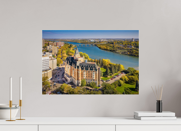 60 x 40 cm, Acrylic Print Autumn Splendor – Saskatoon’s Castle by the River