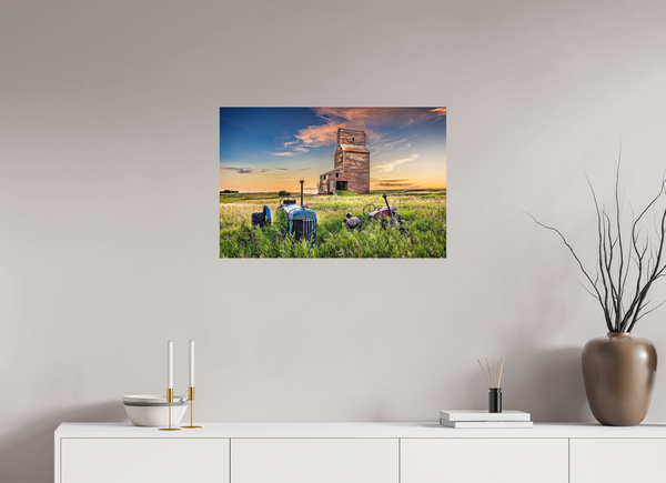 75 x 50 cm, Metal Print Echoes of Summer – Bents, Saskatchewan Grain Elevator