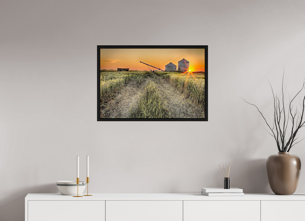 75 x 50 cm, Framed Print Harvest Glow – Prairie Sunset over the Wheat Fields