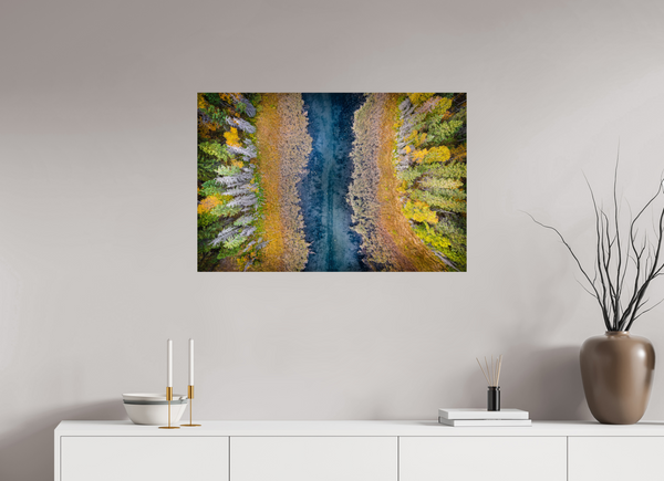 90 x 60 cm, Photo Print Autumn Veins – The River from Above