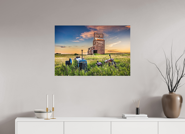 90 x 60 cm, Metal Print Echoes of Summer – Bents, Saskatchewan Grain Elevator