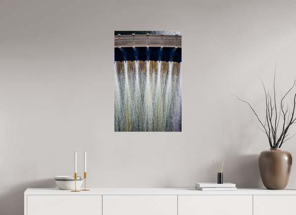 50 x 75 cm, Acrylic Print Controlled Flow – Diefenbaker Dam from Above