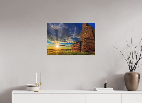 75 x 50 cm, Metal Print Golden Horizon – Hagen, Saskatchewan Grain Elevator