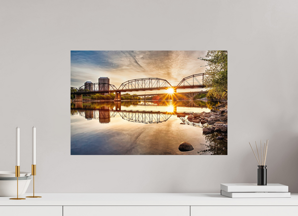 60 x 40 cm, Photo Print Morning Radiance – Traffic Bridge at Sunrise, Saskatoon