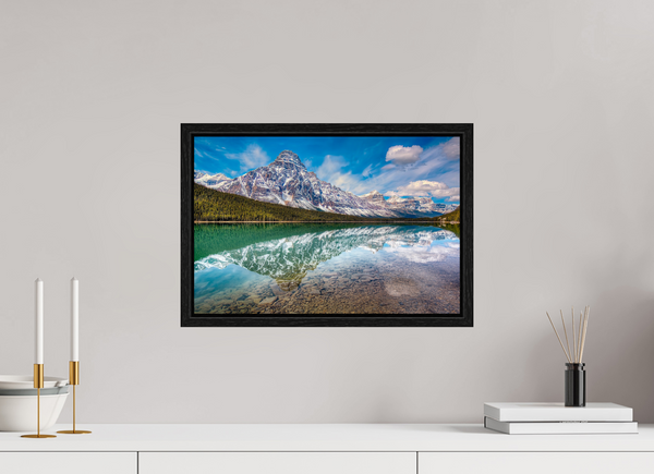 45 x 30 cm, Framed Print Symmetry of Silence — Mount Chephren, Banff National Park