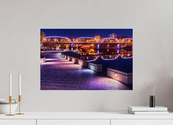 60 x 40 cm, Acrylic Print Evening Glow – River Landing at Night, Saskatoon