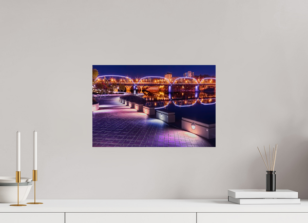 45 x 30 cm, Acrylic Print Evening Glow – River Landing at Night, Saskatoon