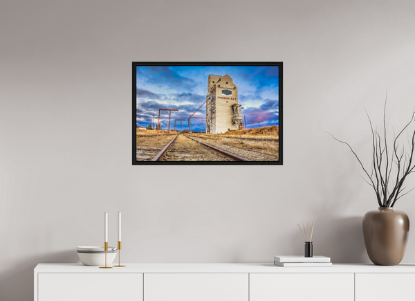 75 x 50 cm, Framed Print Tracks of Memory – Hudson Bay Grain Elevator, Saskatchewan