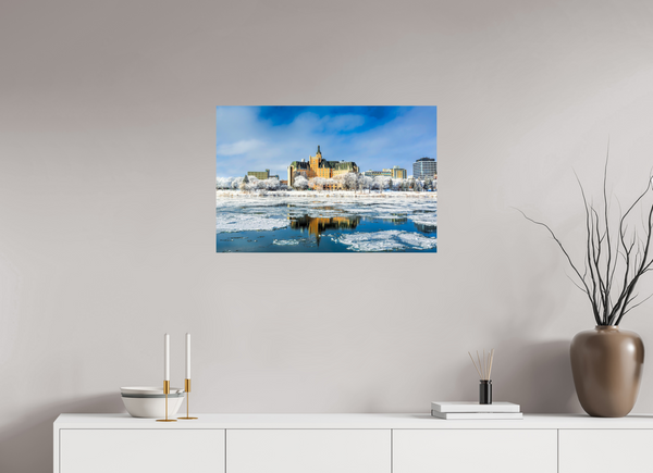 75 x 50 cm, Photo Print Winter Majesty – Saskatoon’s Castle by the River