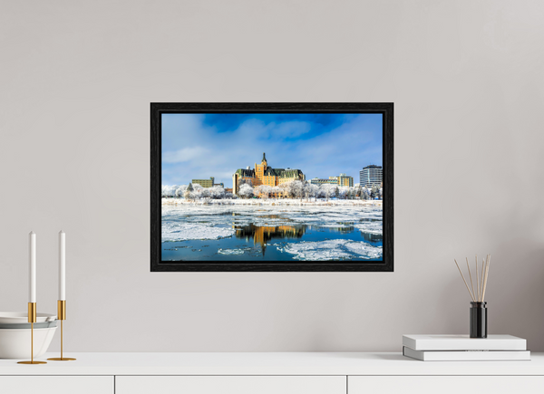 45 x 30 cm, Framed Print Winter Majesty – Saskatoon’s Castle by the River