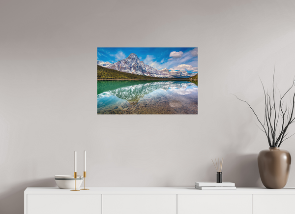 75 x 50 cm, Metal Print Symmetry of Silence — Mount Chephren, Banff National Park