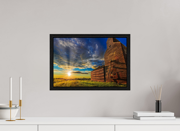 45 x 30 cm, Framed Print Golden Horizon – Hagen, Saskatchewan Grain Elevator