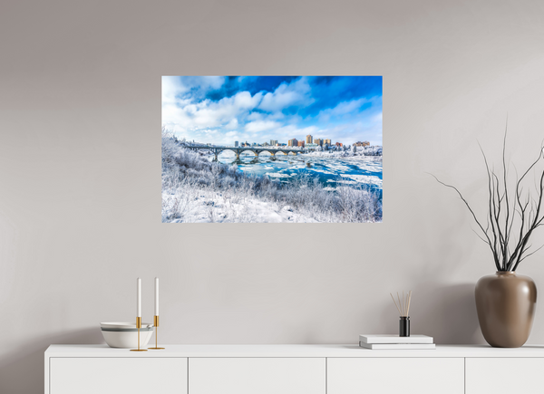 90 x 60 cm, Photo Print Frosted City – Saskatoon in Winter Light