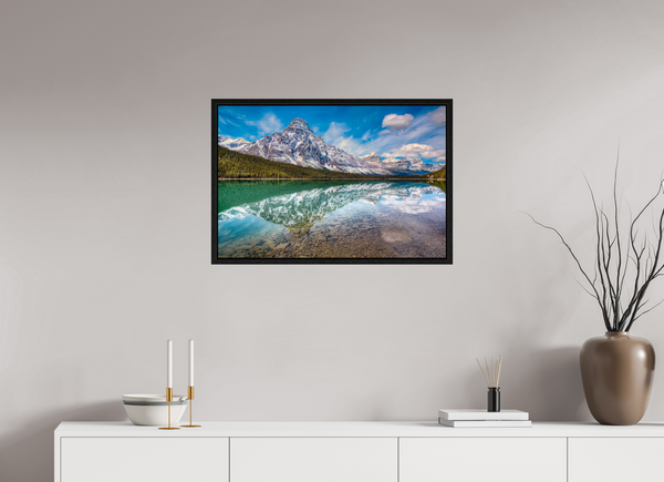 75 x 50 cm, Framed Print Symmetry of Silence — Mount Chephren, Banff National Park