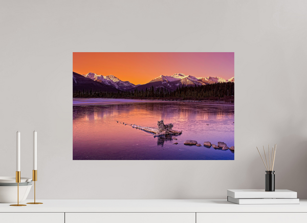 60 x 40 cm, Photo Print Crimson Silence — Vermilion Lakes, Banff National Park