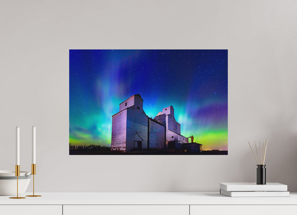 60 x 40 cm, Metal Print Aurora Over Asquith – Northern Lights on the Prairies