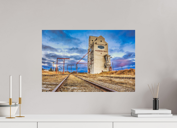 60 x 40 cm, Photo Print Tracks of Memory – Hudson Bay Grain Elevator, Saskatchewan
