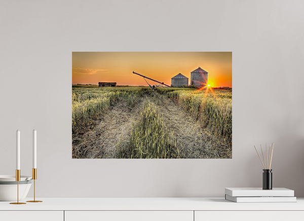 60 x 40 cm, Photo Print Harvest Glow – Prairie Sunset over the Wheat Fields