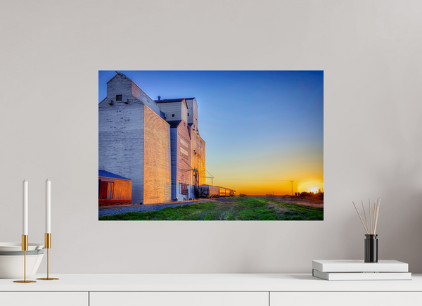 60 x 40 cm, Acrylic Print Prairie Dusk – Landis Grain Elevator at Sunset