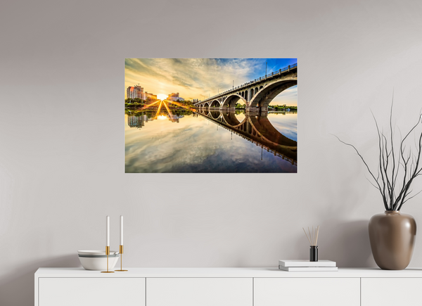 90 x 60 cm, Acrylic Print Sunset Reflections – University Bridge, Saskatoon