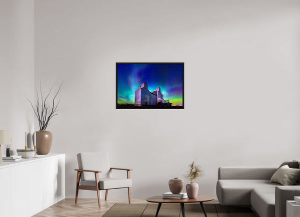 90 x 60 cm, Framed Print Aurora Over Asquith – Northern Lights on the Prairies