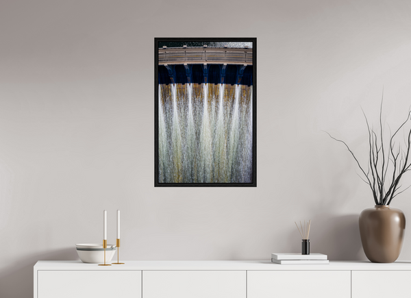 50 x 75 cm, Framed Print Controlled Flow – Diefenbaker Dam from Above