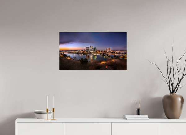 80 x 45 cm, Acrylic Print Prairie Gold Above the City of Bridges