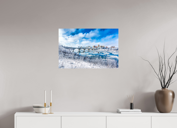 75 x 50 cm, Photo Print Frosted City – Saskatoon in Winter Light