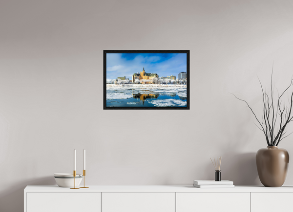 60 x 40 cm, Framed Print Winter Majesty – Saskatoon’s Castle by the River