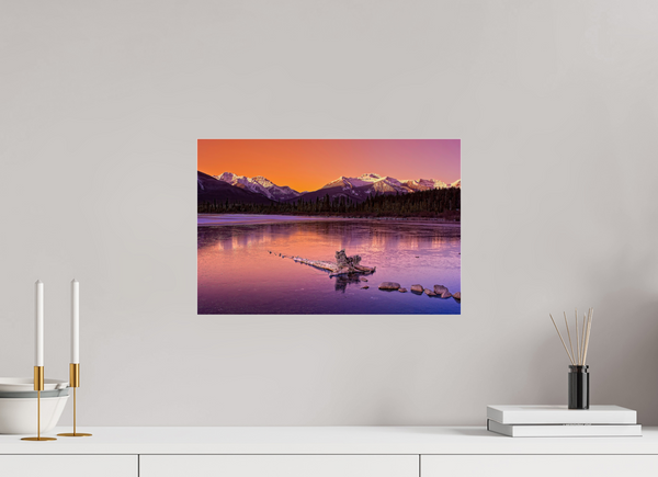 45 x 30 cm, Acrylic Print Crimson Silence — Vermilion Lakes, Banff National Park