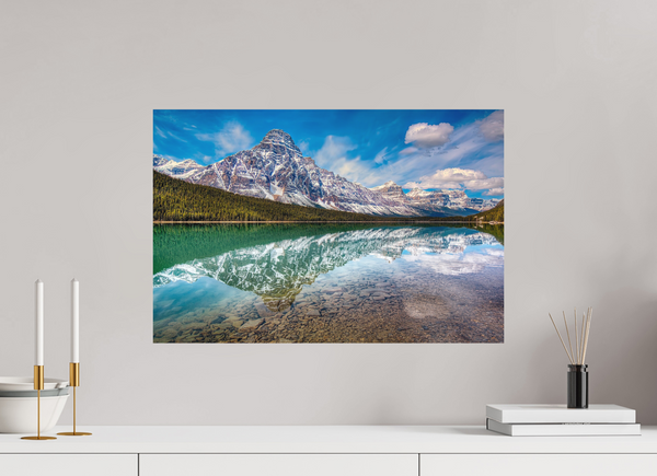 60 x 40 cm, Metal Print Symmetry of Silence — Mount Chephren, Banff National Park